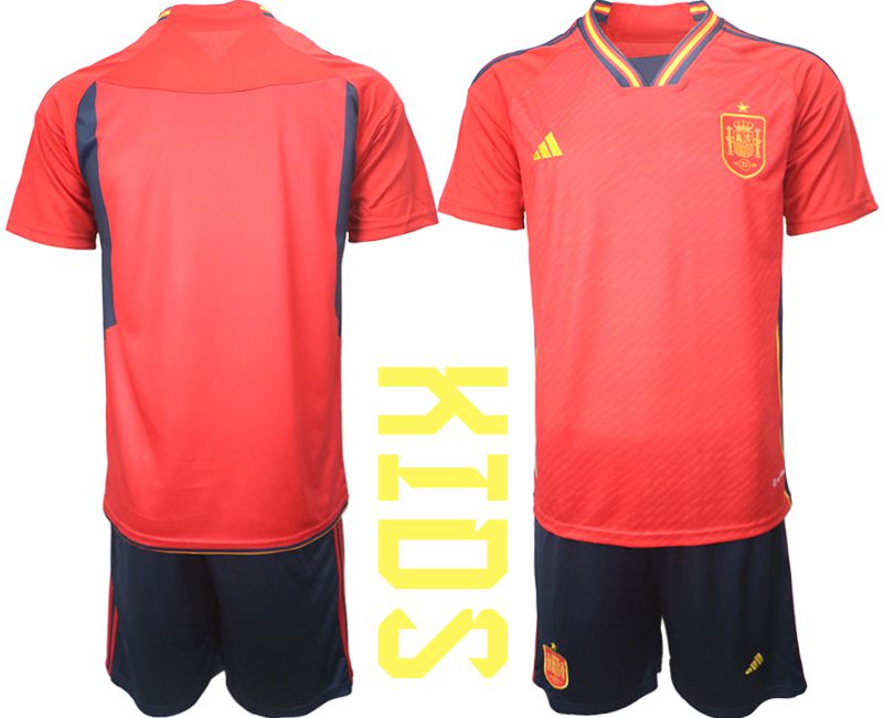 Cheap Youth 2022 World Cup National Team Spain home red blank Soccer Jersey
